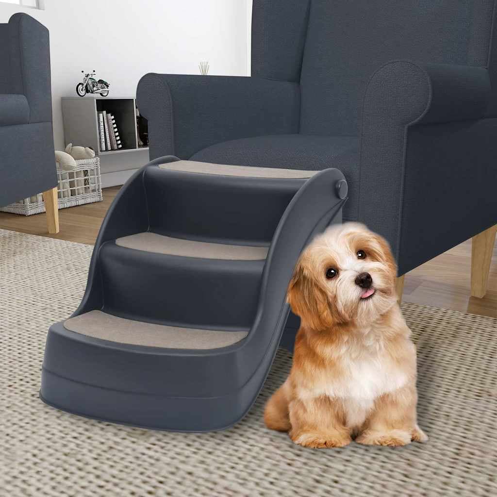 Scala per Cani Pieghevole con 3 Gradini Grigio Scuro — miniatura 1 di 8