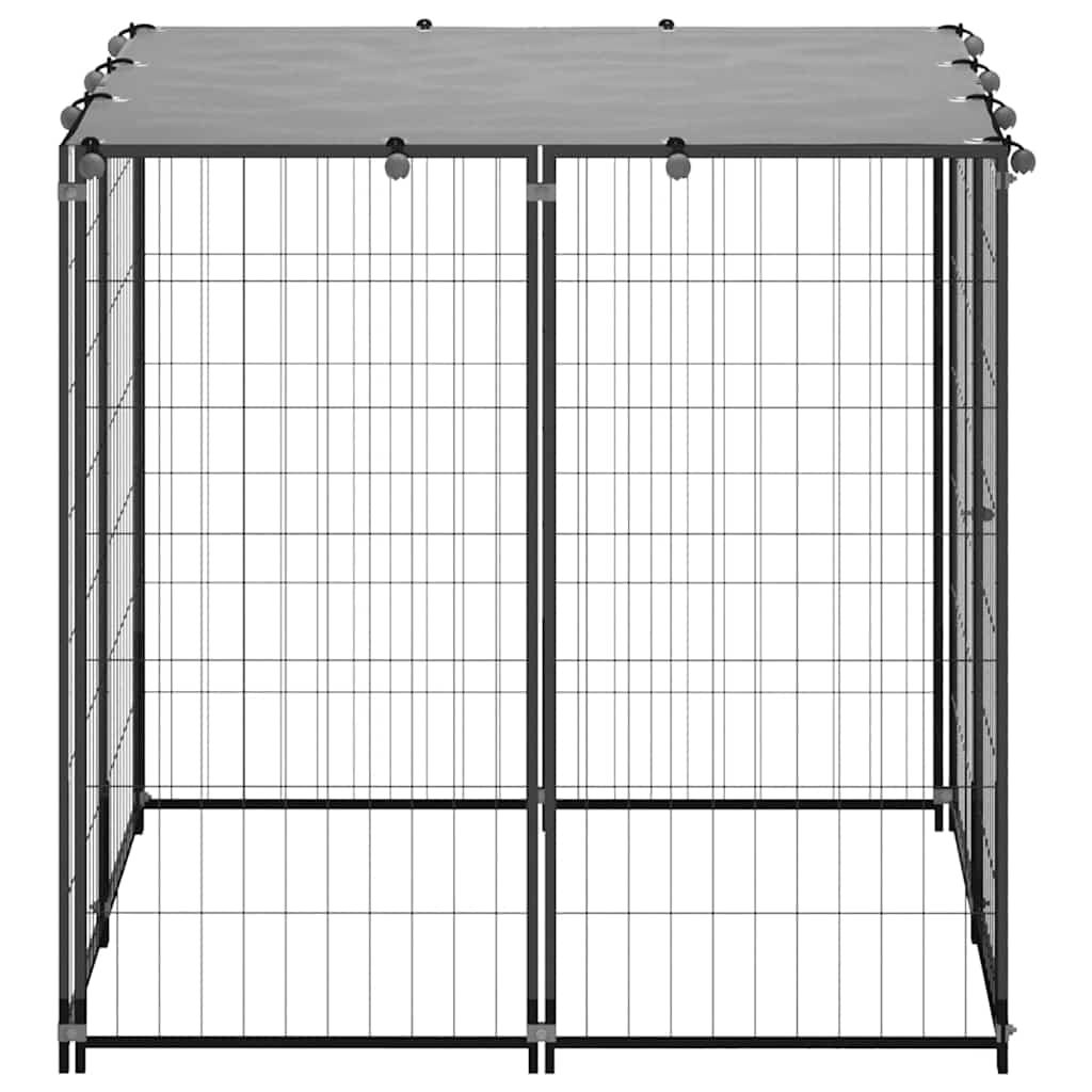 Gabbia per Cani Nera 110x110x110 cm in Acciaio — miniatura 2 di 4