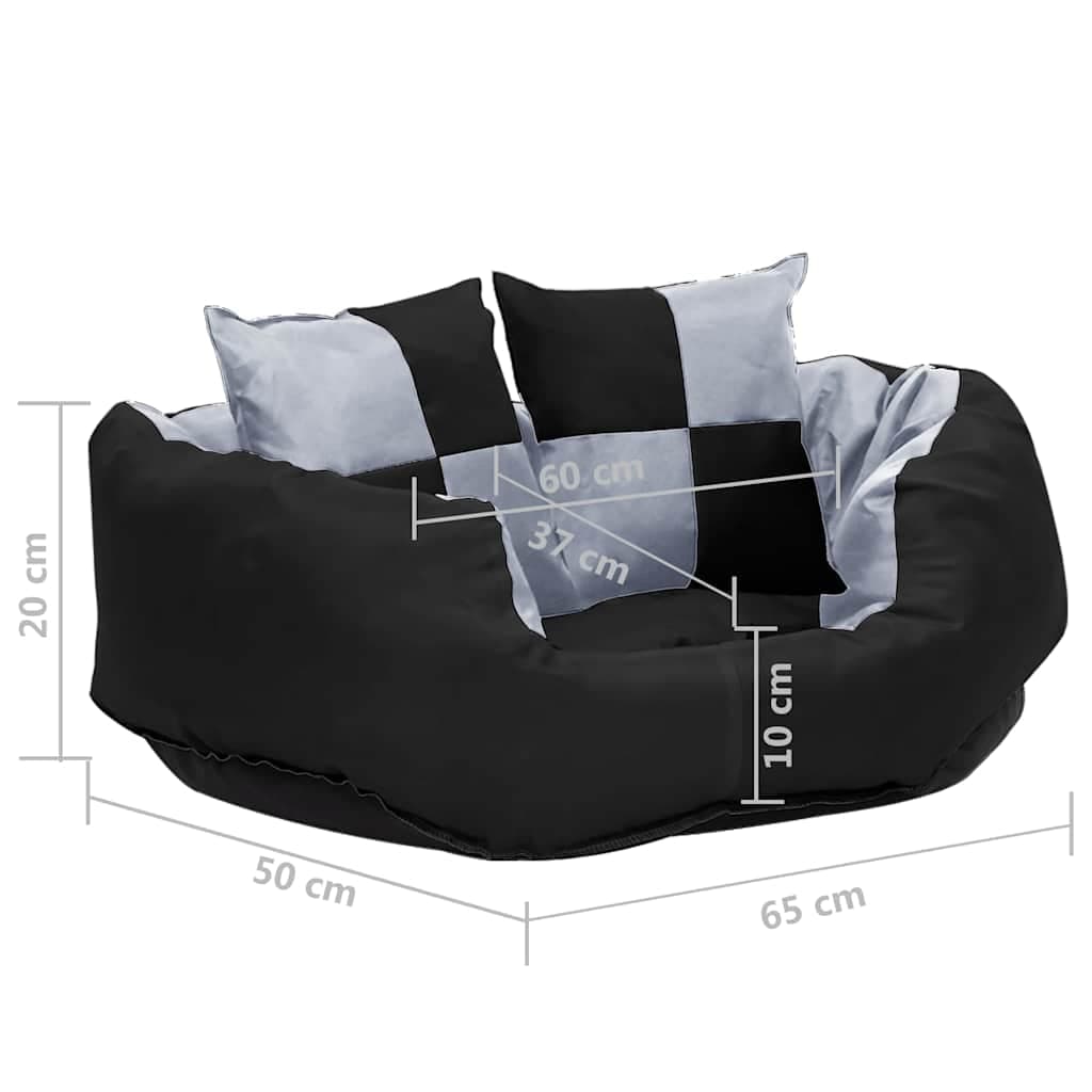 Cuscino per Cani Reversibile e Lavabile Grigio Nero 65x50x20 cm — miniatura 10 di 10