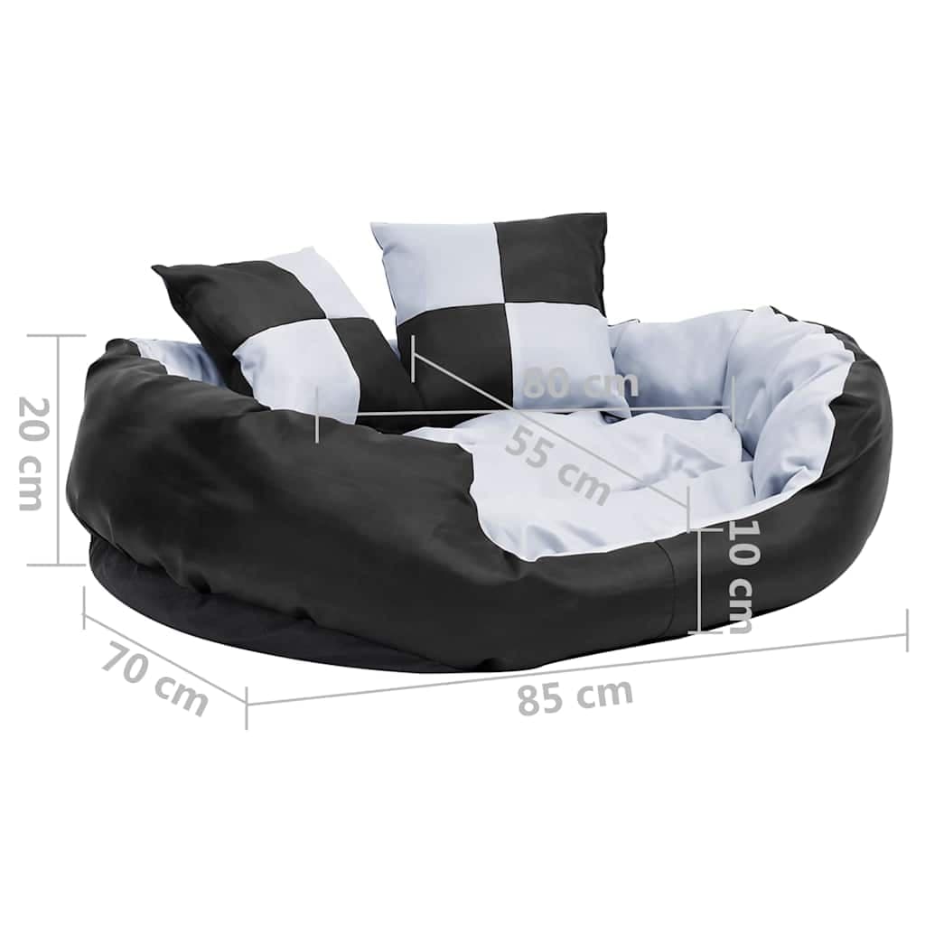 Cuscino per Cani Reversibile e Lavabile Grigio Nero 85x70x20 cm — miniatura 10 di 10