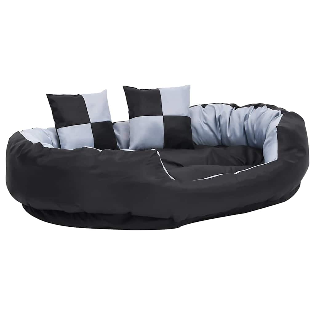 Cuscino per Cani Reversibile Lavabile Grigio e Nero 110x80x23cm — foto 3 di 10
