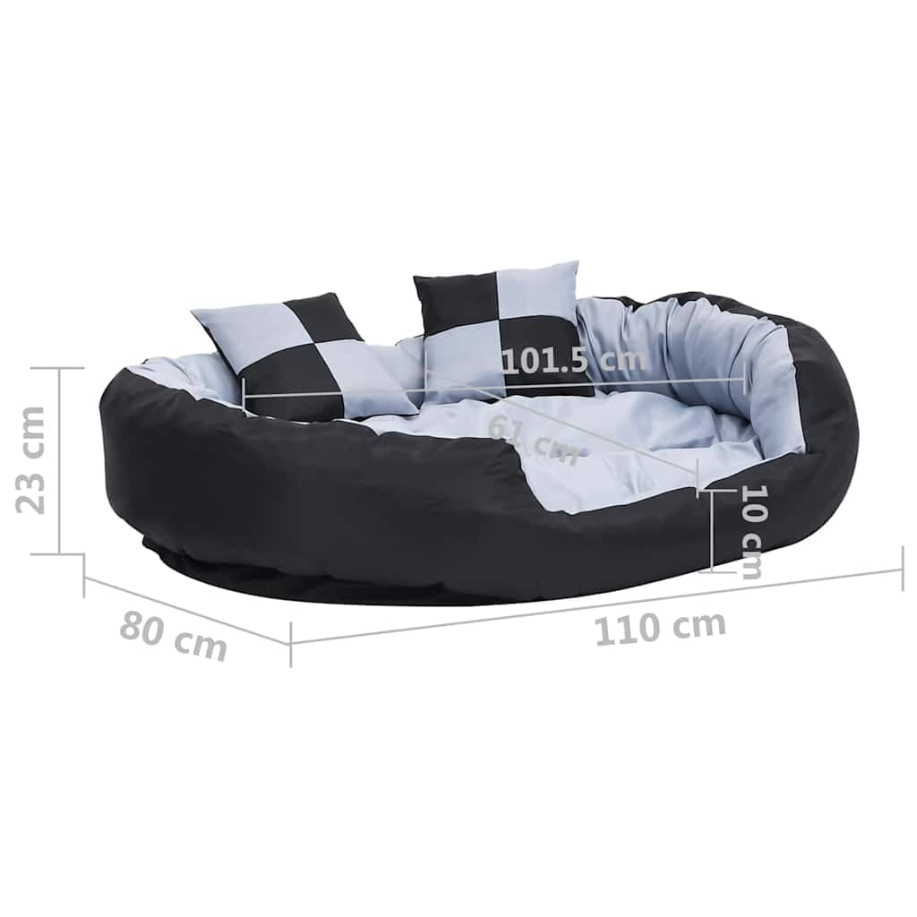 Cuscino per Cani Reversibile Lavabile Grigio e Nero 110x80x23cm — foto 10 di 10