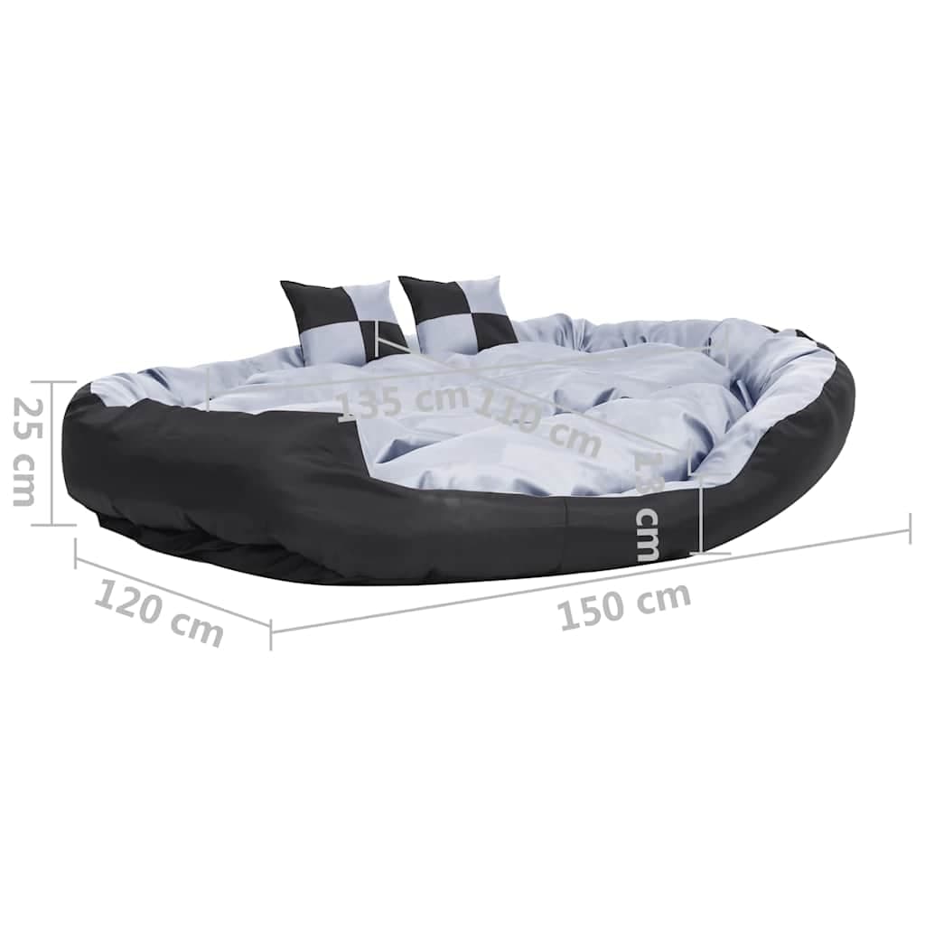 Cuscino per Cani Reversibile Lavabile Grigio Nero 150x120x25 cm — miniatura 10 di 10