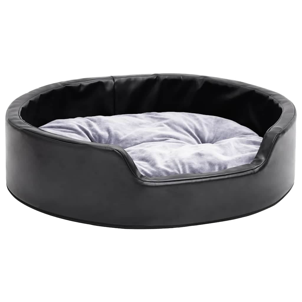 Lettino per Cani Nero e Grigio 69x59x19 cm Peluche e Similpelle — miniatura 2 di 7