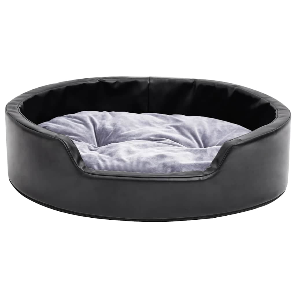 Lettino per Cani Nero e Grigio 69x59x19 cm Peluche e Similpelle — miniatura 3 di 7