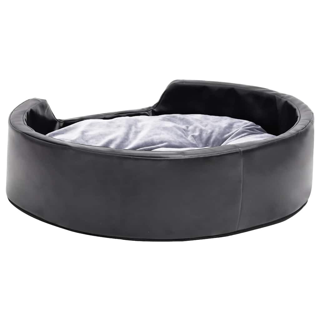 Lettino per Cani Nero e Grigio 69x59x19 cm Peluche e Similpelle — miniatura 4 di 7