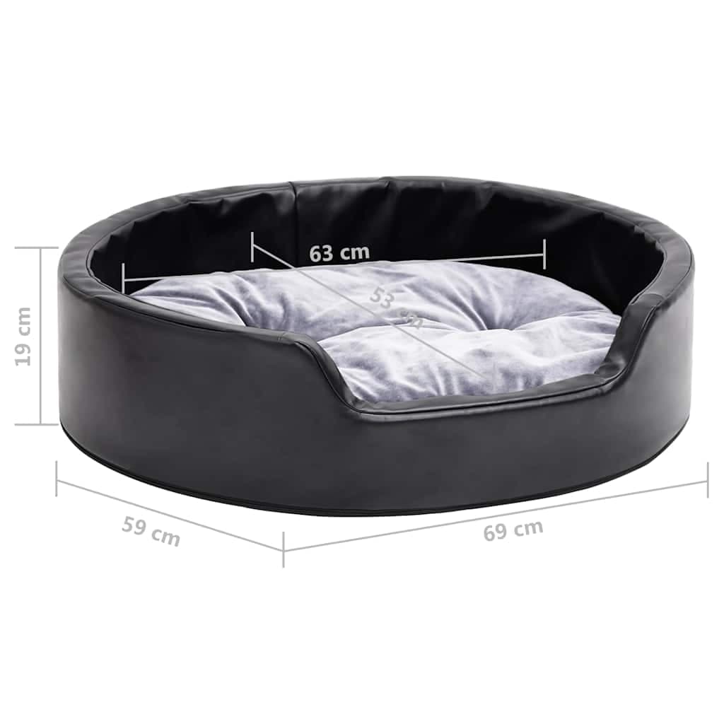 Lettino per Cani Nero e Grigio 69x59x19 cm Peluche e Similpelle — miniatura 7 di 7