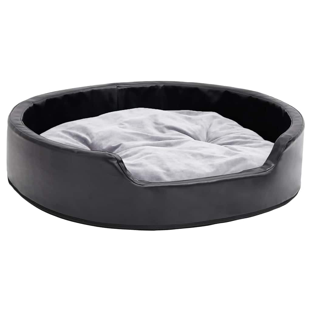 Lettino per Cani Nero e Grigio 79x70x19 cm Peluche e Similpelle — miniatura 2 di 7