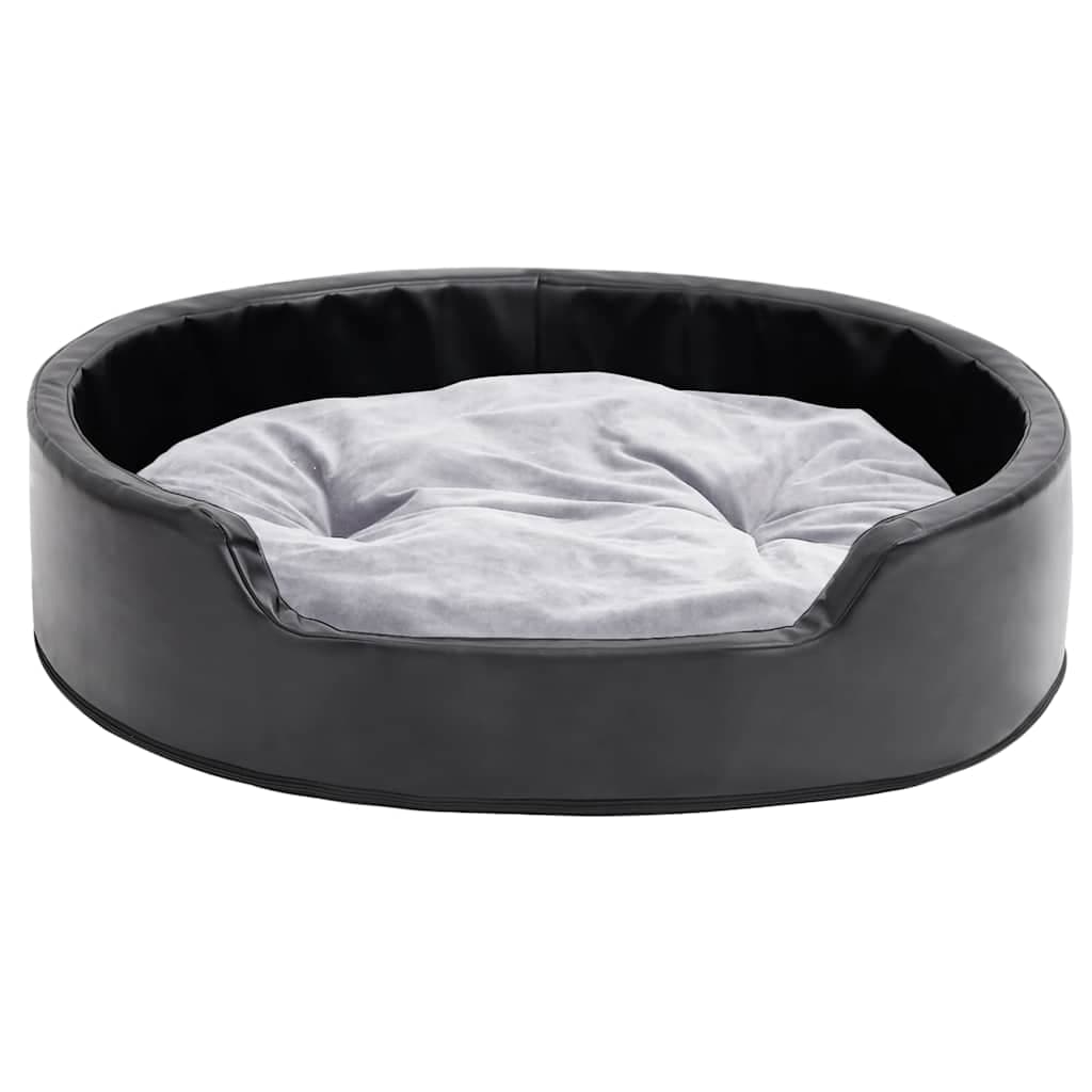 Lettino per Cani Nero e Grigio 79x70x19 cm Peluche e Similpelle — miniatura 3 di 7