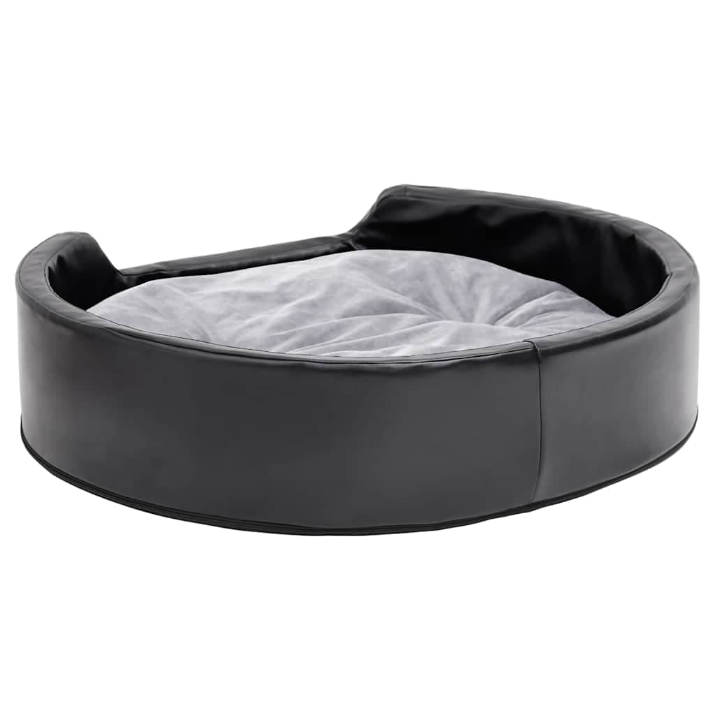 Lettino per Cani Nero e Grigio 79x70x19 cm Peluche e Similpelle — miniatura 4 di 7