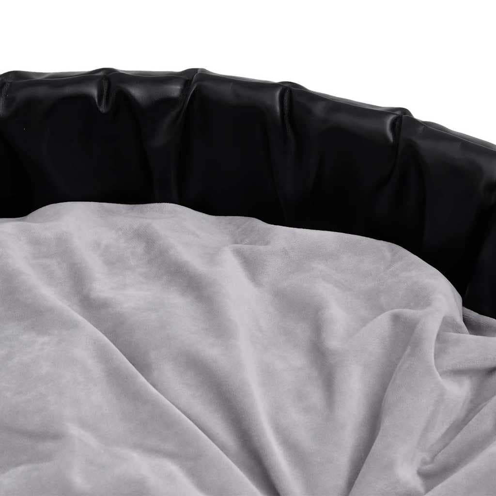 Lettino per Cani Nero e Grigio 79x70x19 cm Peluche e Similpelle — miniatura 5 di 7