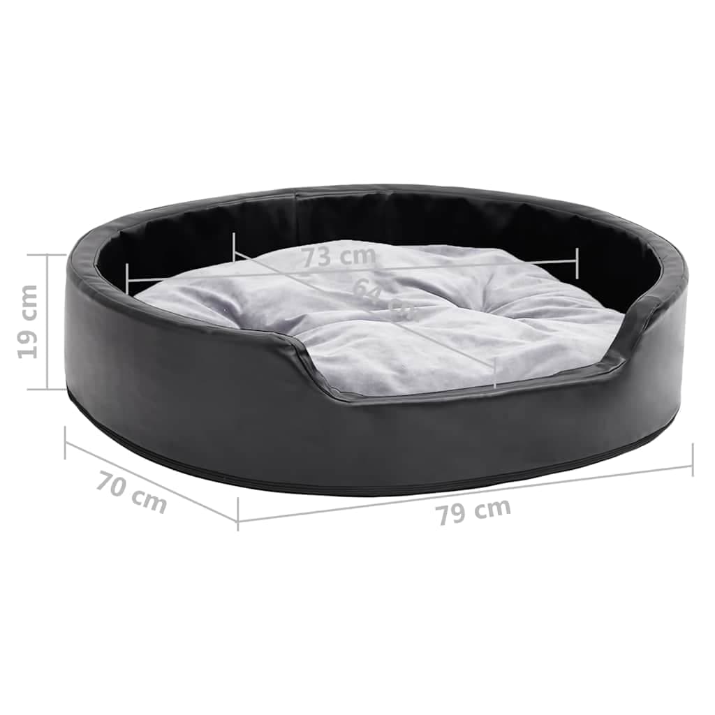 Lettino per Cani Nero e Grigio 79x70x19 cm Peluche e Similpelle — miniatura 7 di 7