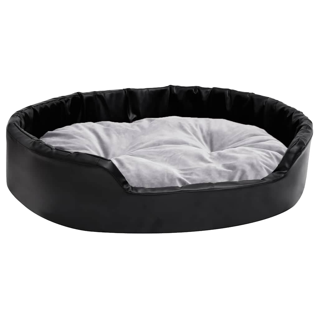 Lettino per Cani Nero e Grigio 90x79x20 cm Peluche e Similpelle — miniatura 2 di 7