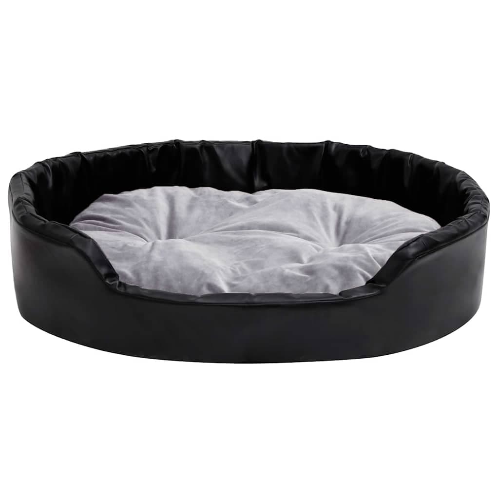 Lettino per Cani Nero e Grigio 90x79x20 cm Peluche e Similpelle — miniatura 3 di 7