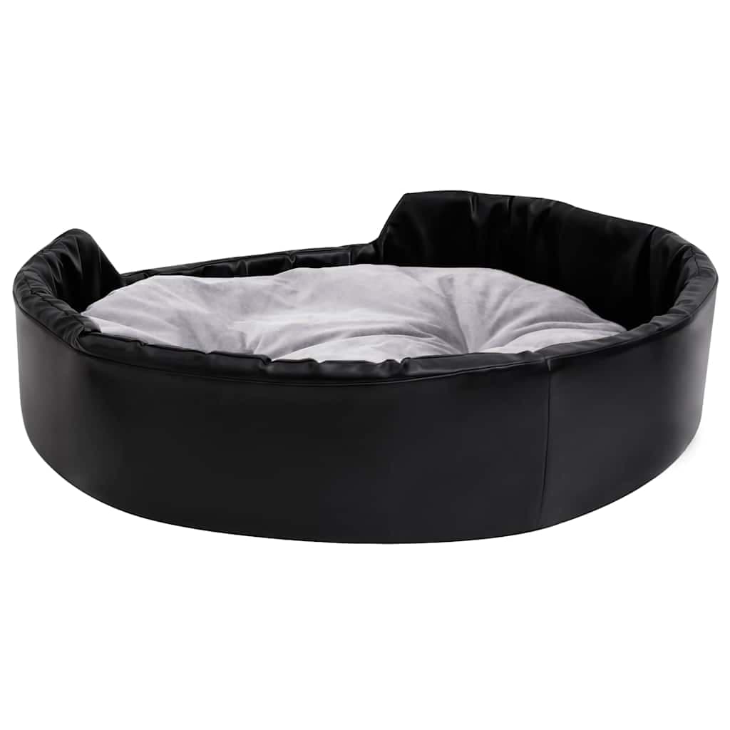 Lettino per Cani Nero e Grigio 90x79x20 cm Peluche e Similpelle — miniatura 4 di 7