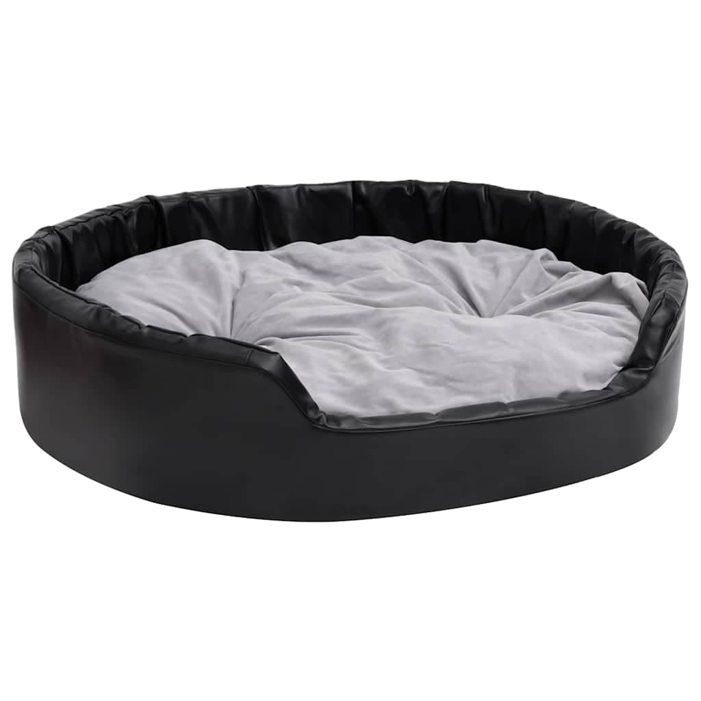 Lettino per Cani Nero e Grigio 99x89x21 cm Peluche e Similpelle — miniatura 2 di 7