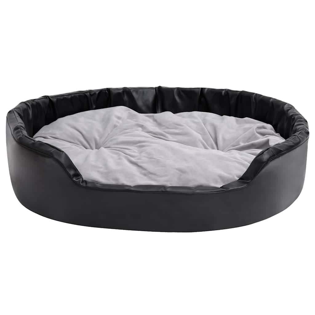 Lettino per Cani Nero e Grigio 99x89x21 cm Peluche e Similpelle — miniatura 3 di 7