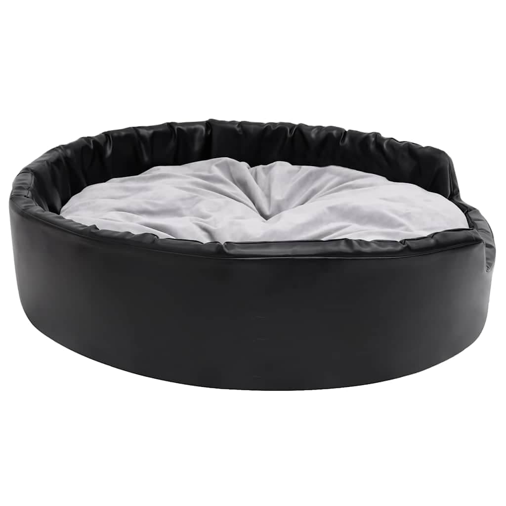 Lettino per Cani Nero e Grigio 99x89x21 cm Peluche e Similpelle — miniatura 4 di 7
