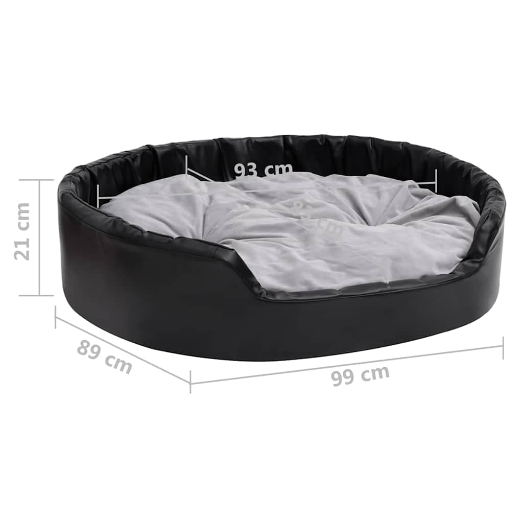 Lettino per Cani Nero e Grigio 99x89x21 cm Peluche e Similpelle — miniatura 7 di 7