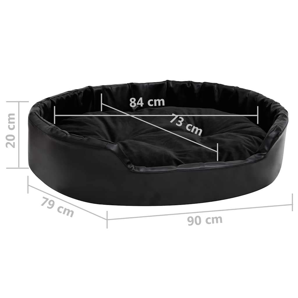 Lettino per Cani Nero 90x79x20 cm in Peluche e Similpelle — miniatura 7 di 7