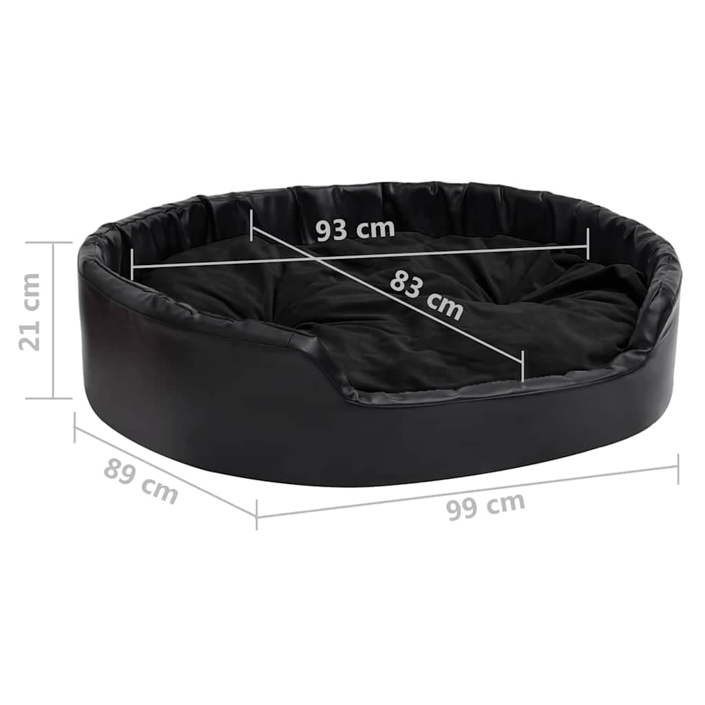 Lettino per Cani Nero 99x89x21 cm in Peluche e Similpelle — miniatura 7 di 7