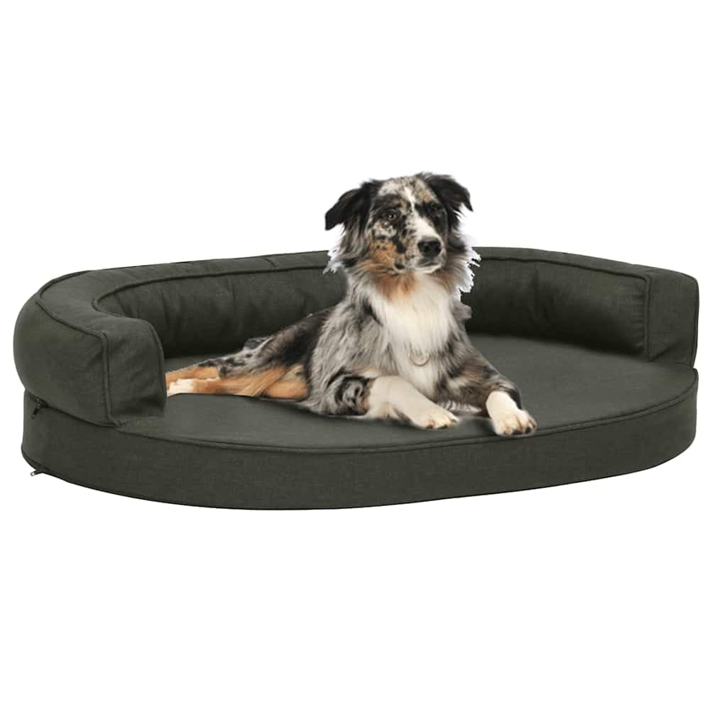 Materasso Ergonomico per Cani 75x53cm Effetto Lino Grigio Scuro — miniatura 1 di 6