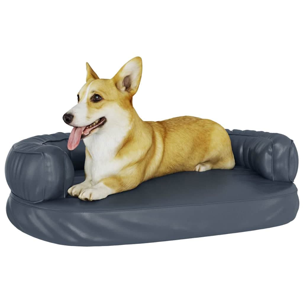 Letto Cani Ergonomico Gommapiuma Blu Scuro 75x53 cm Similpelle — miniatura 3 di 6