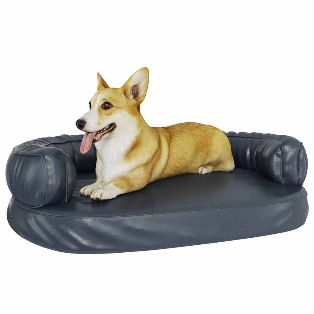 Letto Cani Ergonomico Gommapiuma Blu Scuro 88x65 cm Similpelle — miniatura 3 di 6