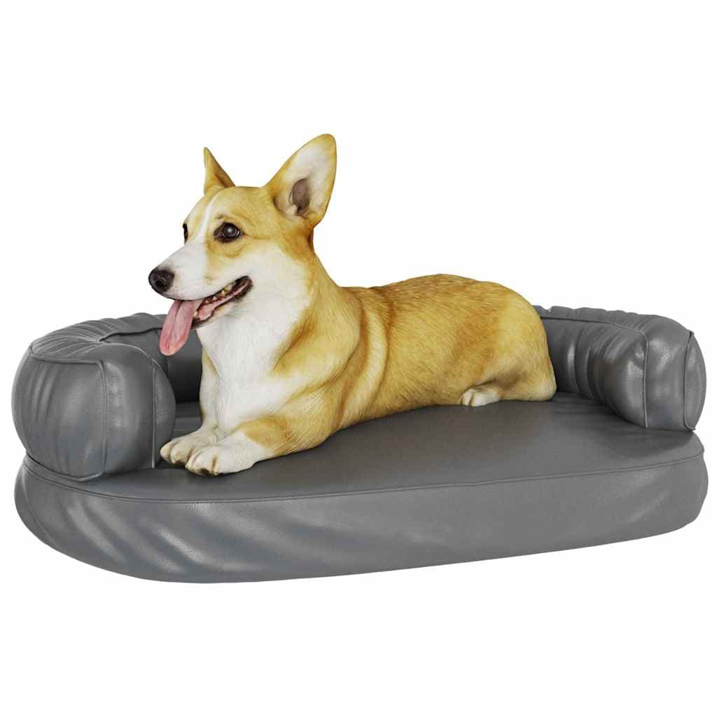 Letto per Cani Ergonomico Gommapiuma Grigio 75x53 cm Similpelle — miniatura 3 di 6