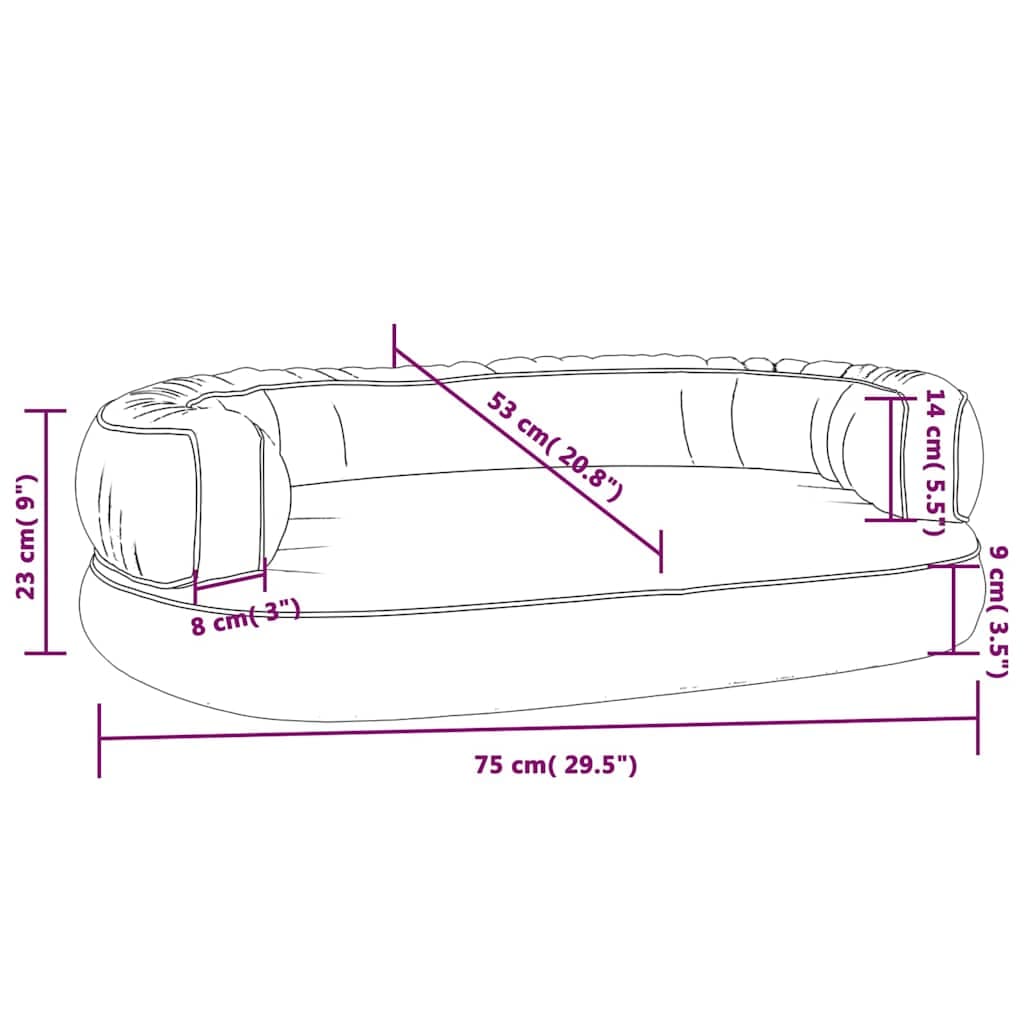 Letto per Cani Ergonomico Gommapiuma Grigio 75x53 cm Similpelle — miniatura 6 di 6