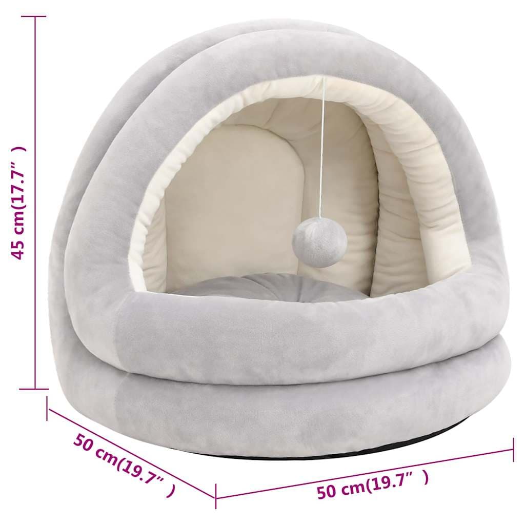 Letto per Gatti 50x50x45 cm Grigio e Crema — miniatura 6 di 6