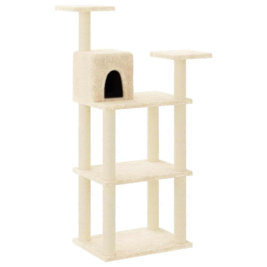Albero per Gatti con Tiragraffi in Sisal Crema 118,5 cm — miniatura 2 di 8