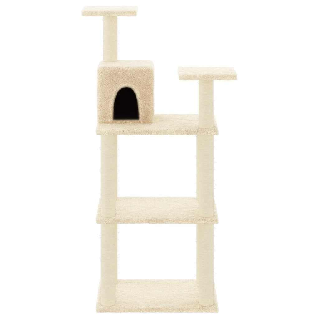 Albero per Gatti con Tiragraffi in Sisal Crema 118,5 cm — miniatura 3 di 8