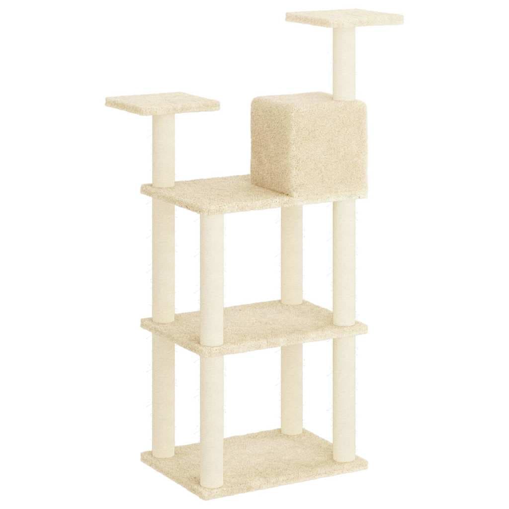 Albero per Gatti con Tiragraffi in Sisal Crema 118,5 cm — miniatura 4 di 8