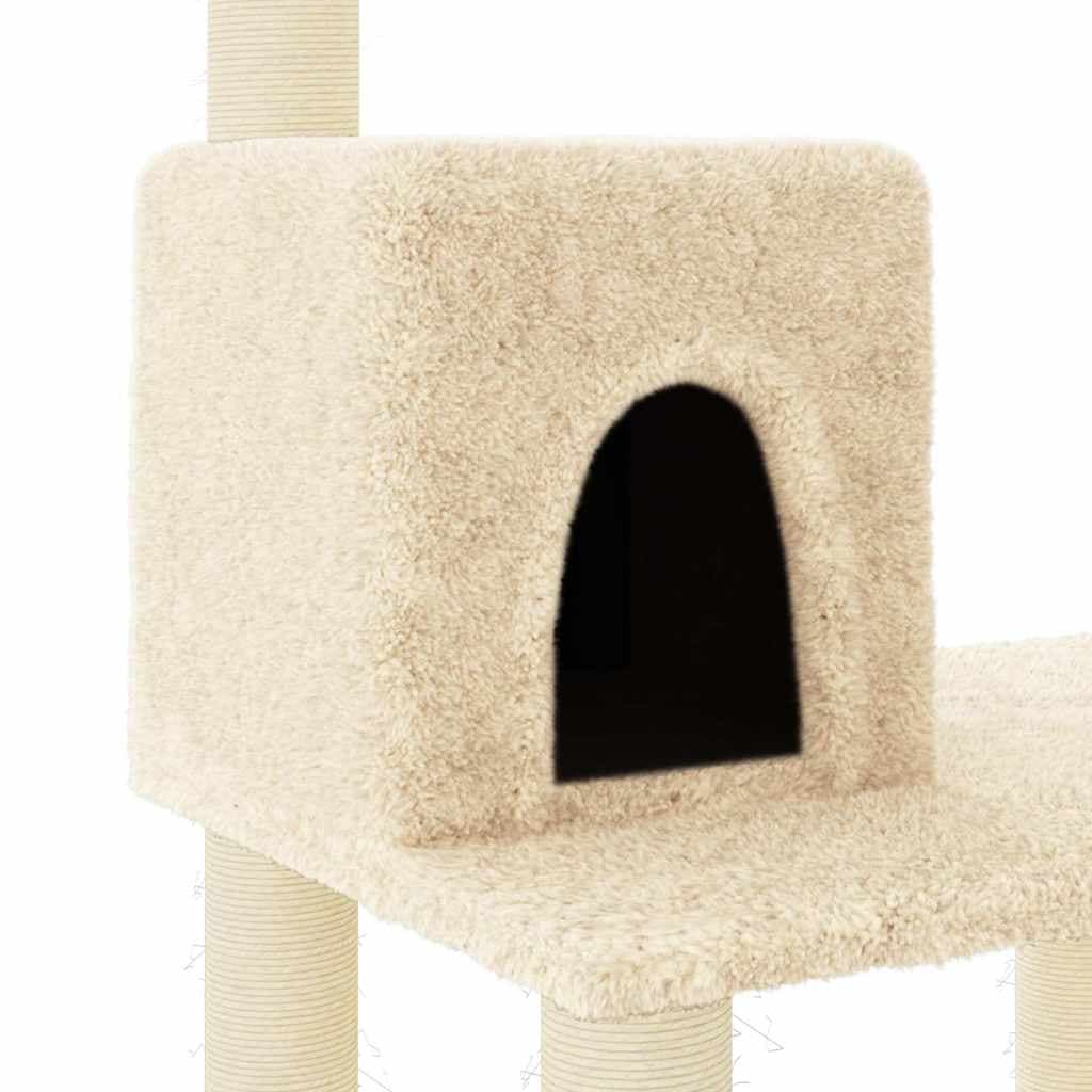 Albero per Gatti con Tiragraffi in Sisal Crema 118,5 cm — miniatura 5 di 8