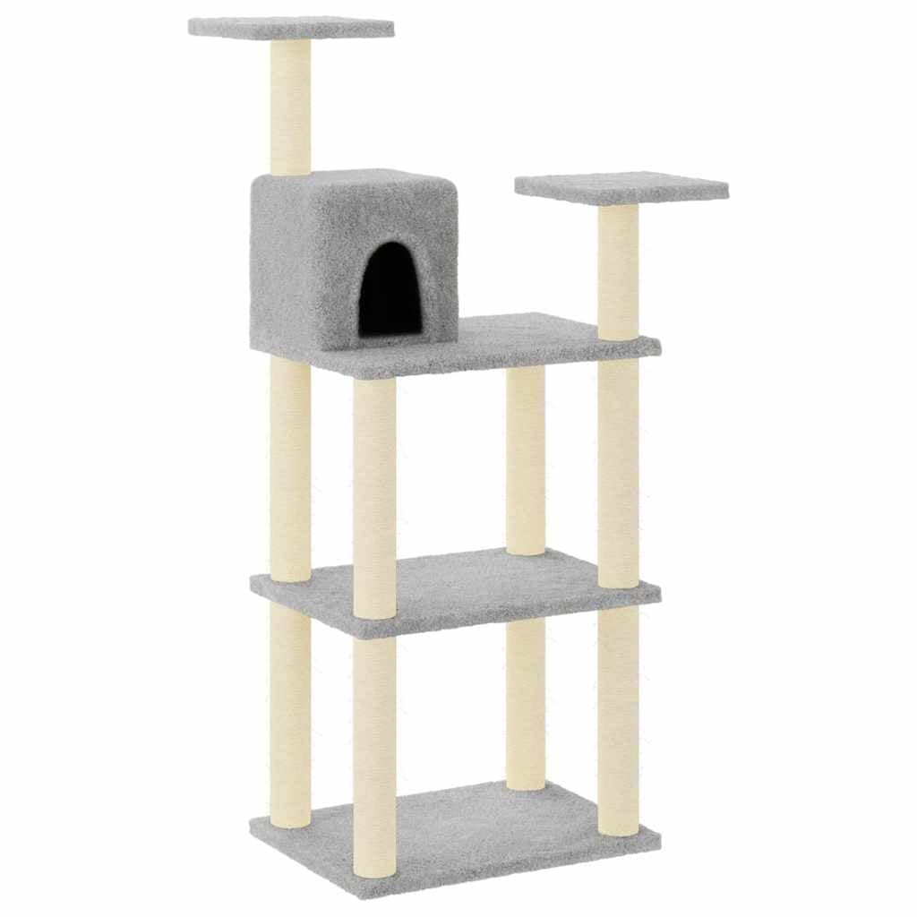 Albero per Gatti con Tiragraffi in Sisal Grigio Chiaro 118,5 cm — miniatura 2 di 8