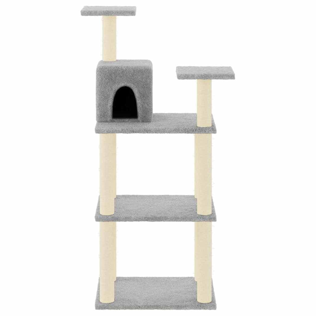 Albero per Gatti con Tiragraffi in Sisal Grigio Chiaro 118,5 cm — miniatura 3 di 8