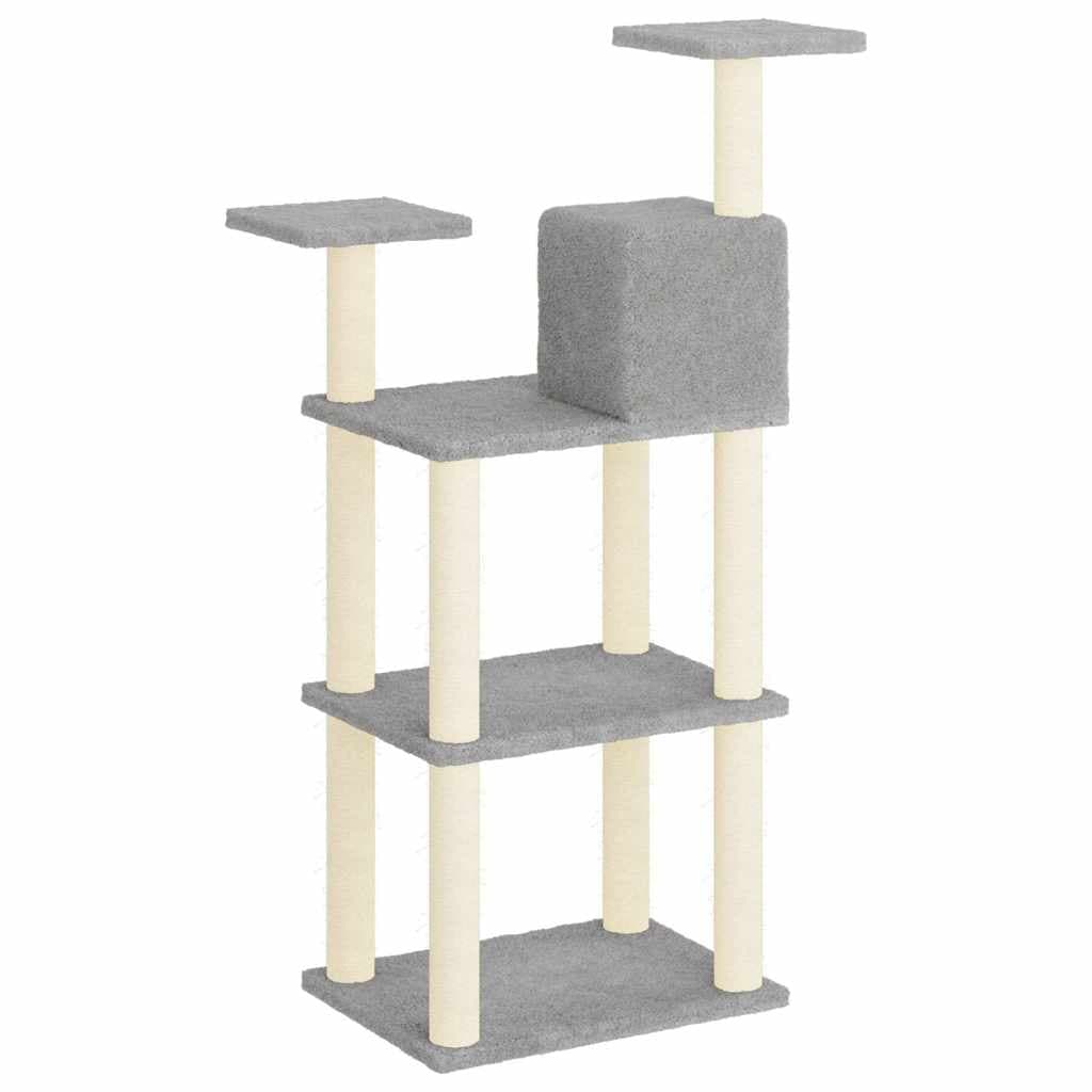 Albero per Gatti con Tiragraffi in Sisal Grigio Chiaro 118,5 cm — miniatura 4 di 8
