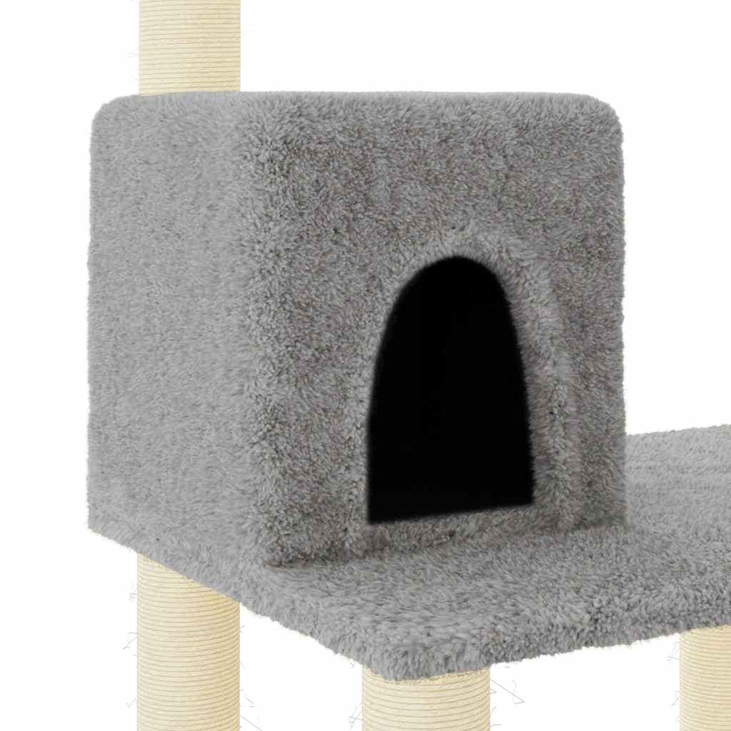 Albero per Gatti con Tiragraffi in Sisal Grigio Chiaro 118,5 cm — miniatura 5 di 8