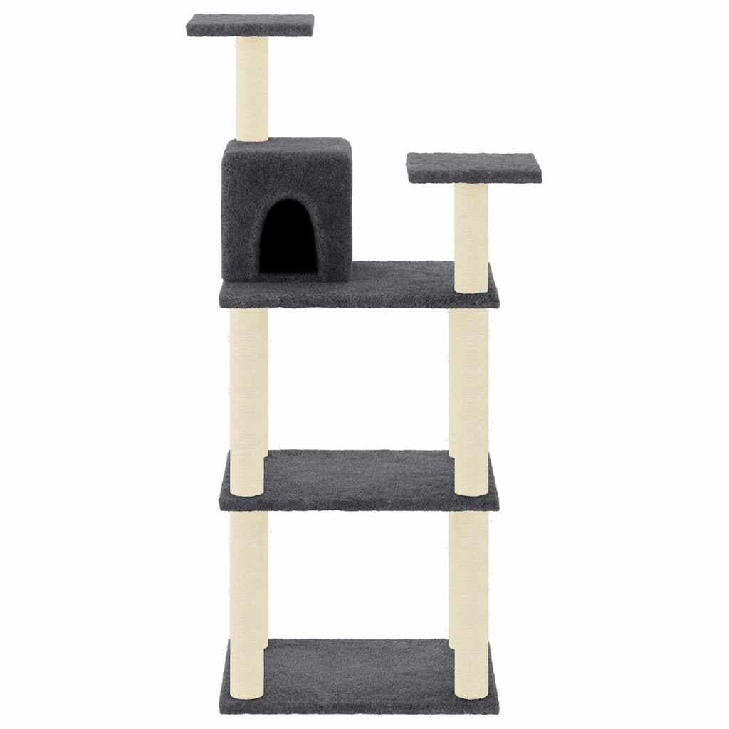 Albero per Gatti con Tiragraffi in Sisal Grigio Scuro 118,5 cm — miniatura 3 di 8