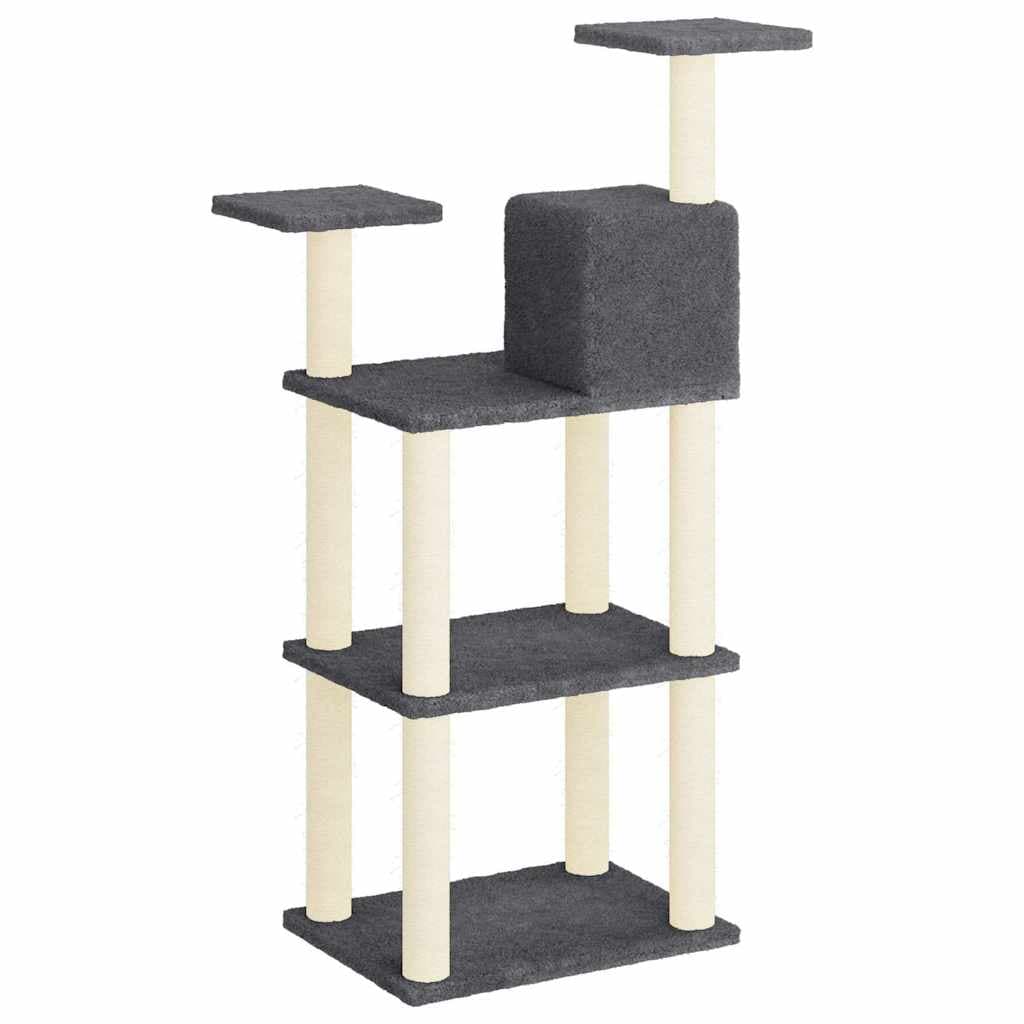Albero per Gatti con Tiragraffi in Sisal Grigio Scuro 118,5 cm — miniatura 4 di 8