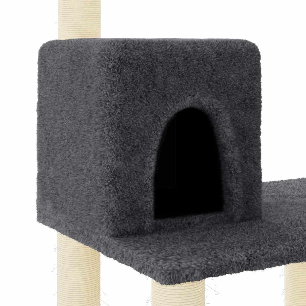 Albero per Gatti con Tiragraffi in Sisal Grigio Scuro 118,5 cm — miniatura 5 di 8