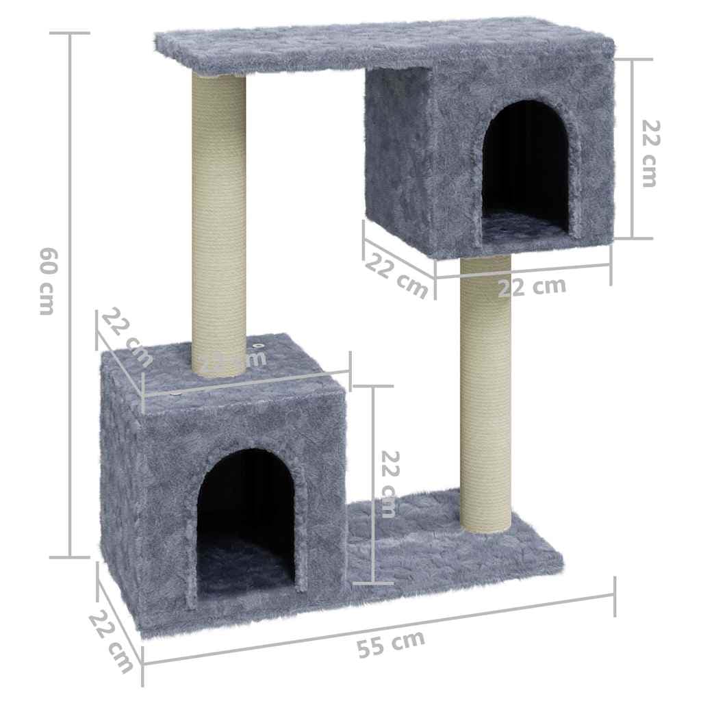 Albero per Gatti con Tiragraffi in Sisal Grigio Chiaro 60 cm — miniatura 5 di 6