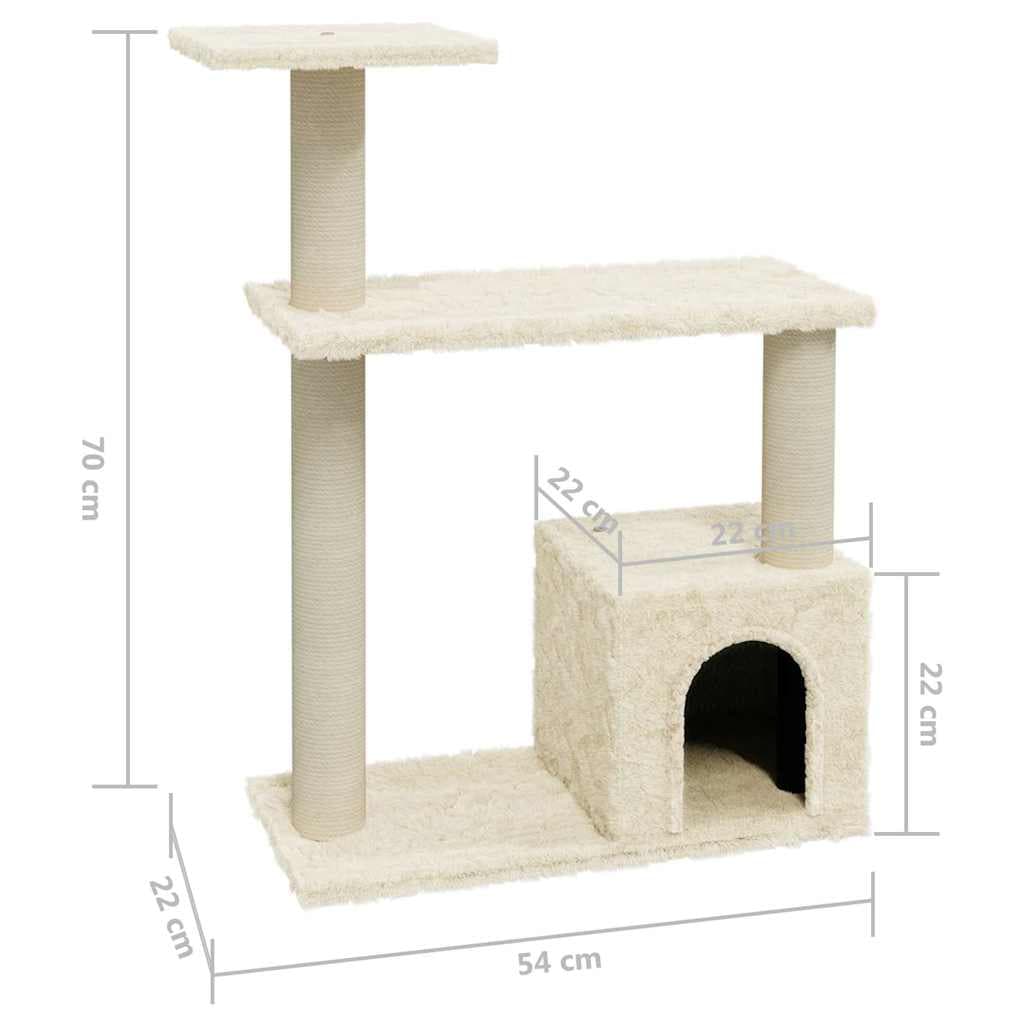 Albero per Gatti con Tiragraffi in Sisal Crema 70 cm — miniatura 5 di 6
