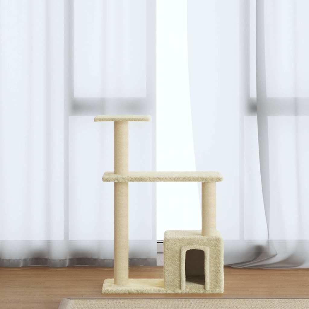 Albero per Gatti con Tiragraffi in Sisal Crema 70 cm — miniatura 1 di 6