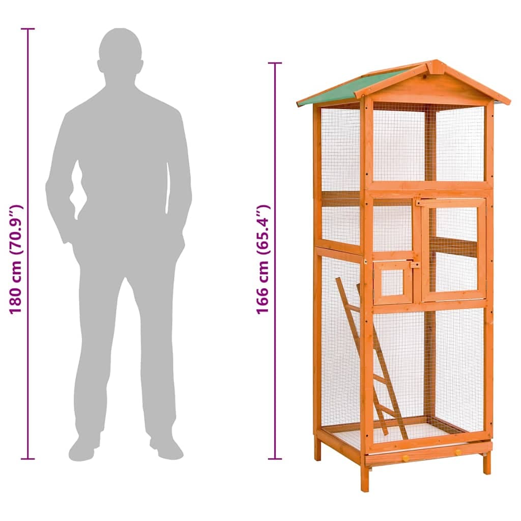 Gabbia per Uccelli 68x62x166 cm in Legno di Abete — miniatura 7 di 7
