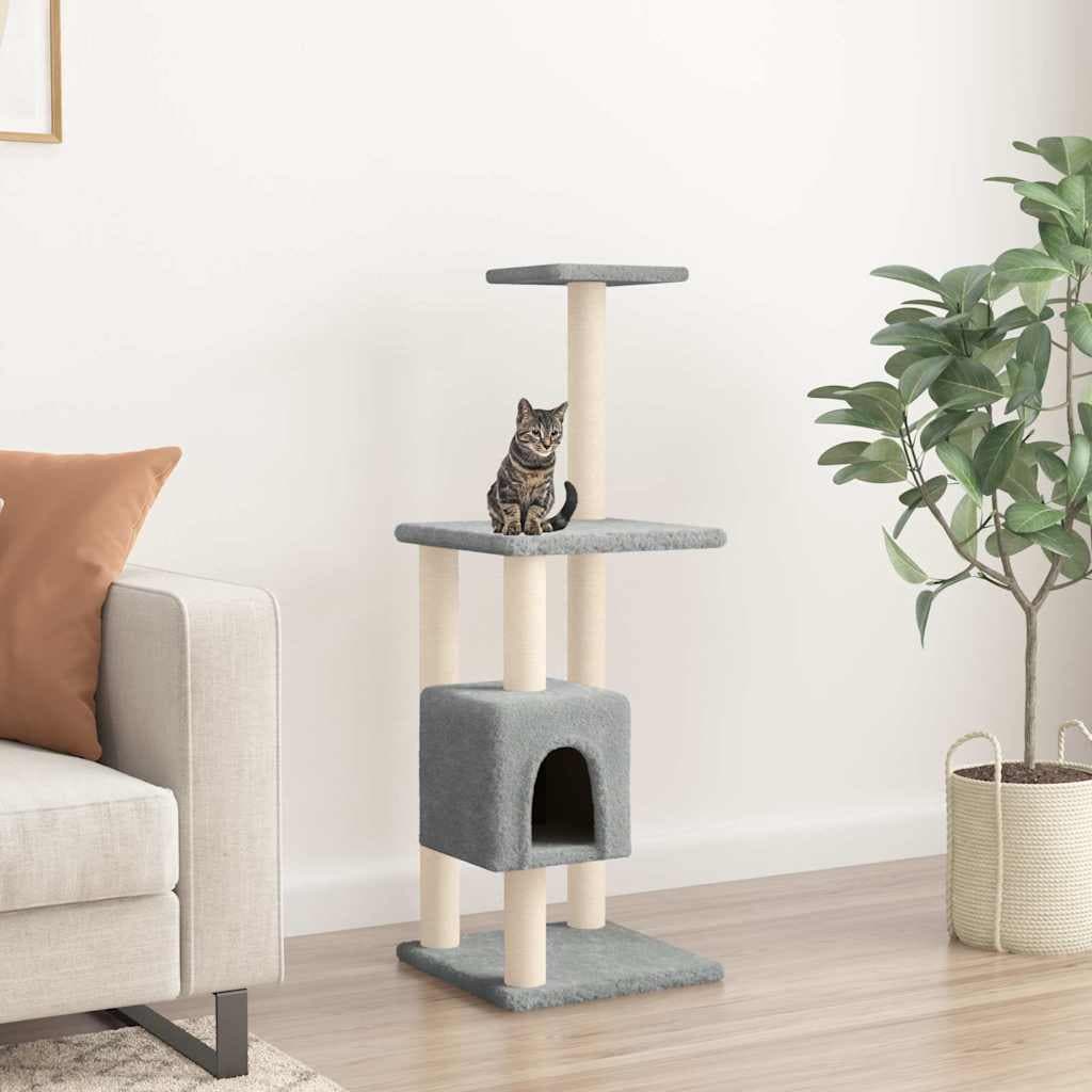 Albero per Gatti con Tiragraffi in Sisal Grigio Chiaro 104 cm — miniatura 1 di 6