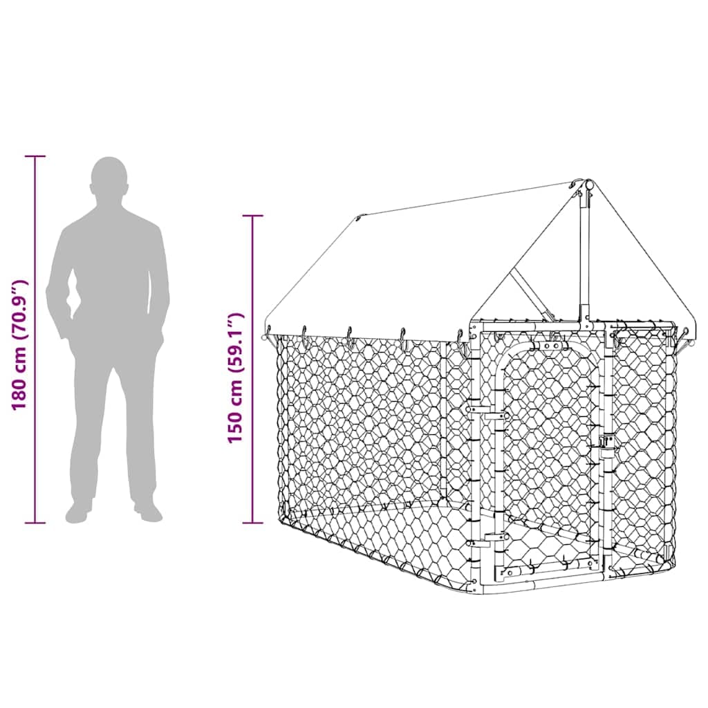 Gabbia per Cani da Esterno con Tetto 200x100x150 cm — miniatura 10 di 10