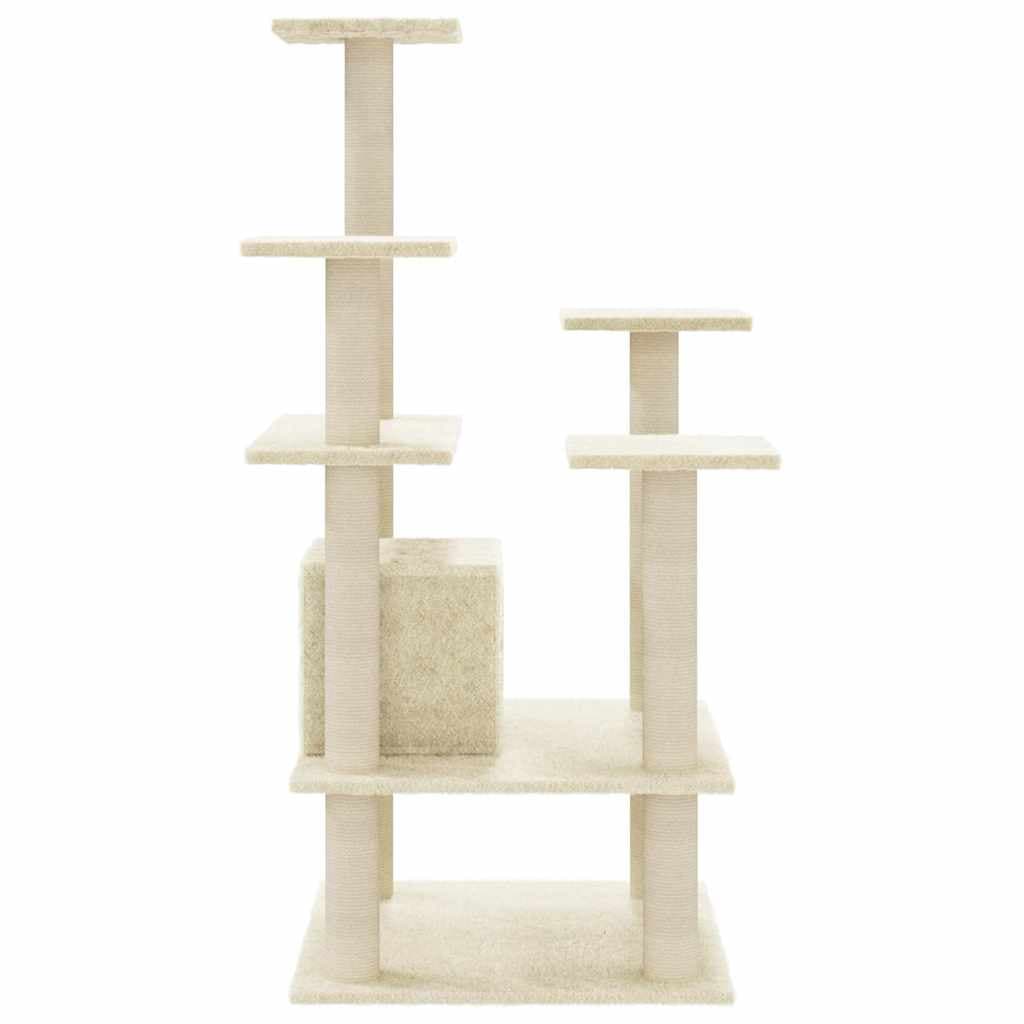 Albero per Gatti con Pali Tiragraffi in Sisal Crema 110 cm — miniatura 4 di 8