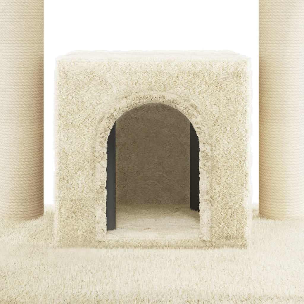 Albero per Gatti con Pali Tiragraffi in Sisal Crema 110 cm — miniatura 6 di 8